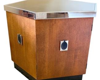 MCM Walnut And Chrome Hexagonal Side Table 