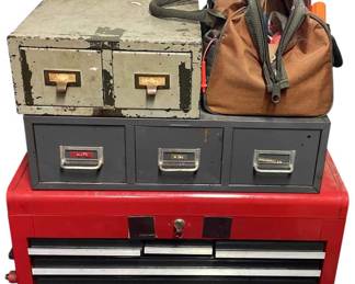 Craftsman Tool Chest, 2 Storage Cubbies, Tool Bag, Tools