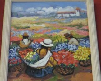 Small Peruvian Folk Art Painting, Artist Signed
