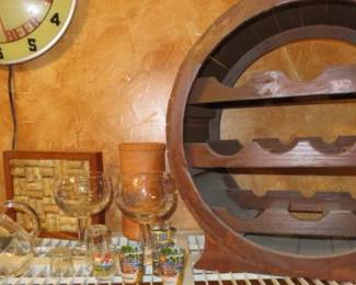 Barrel Shape Wooden Wine Rack