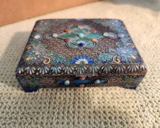 Jeweled Antique Chinese Box - Fine Enamel work with Mixed and Inset Semi-Precious Stones. These several items are from the now retired Gallery Karon in Ashland. 