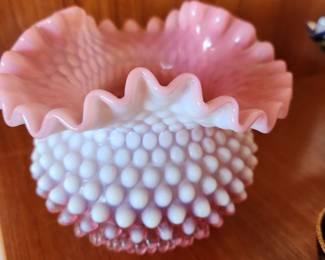 Pink Rose Hobnail Fenton Vase.