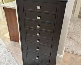 Black jewelry chest 9 compartments 2 doors 17”w 10.25”d 40.5”t
$ 175.00