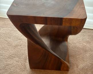 Haussman Twist wood carved end table 12”x 12”x 20”t. $ 125.00