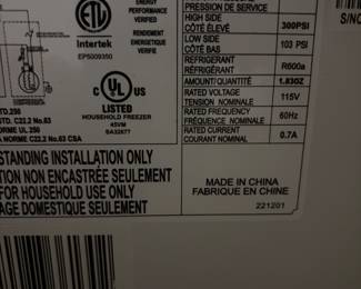 Hisense Chest Freezer 7cu. 31w 22”d 33.5”t. $150.00