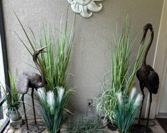 Cast Aluminum Cranes with water tubing, one 49”tall other 60” tall
$400.00 pair