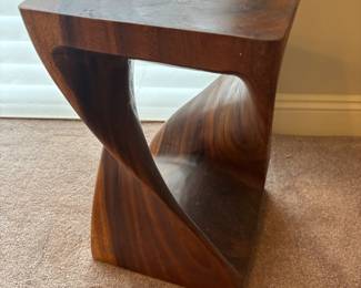 Haussman Twist wood carved end table 12”x 12”x 20”t. $ 125.00