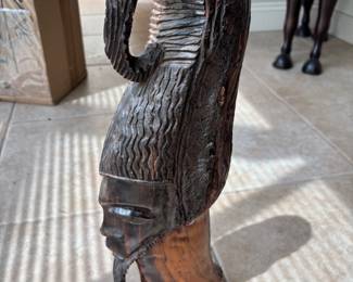 Wood tribal warrior head
7”w 19.5” t. $80.00