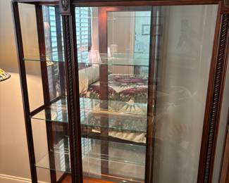 2) matching Pulaski 2-way sliding door, lighted, Curio Cabinets. 42.75”w 16.25”d 79.5”t. $600.00 each