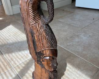 Wood tribal warrior head
7”w 19.5” t. $80.00