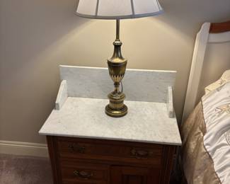 Mothers Maple washstand w marble top
27.25”w 15.25”d 33.5”t $ 250.00