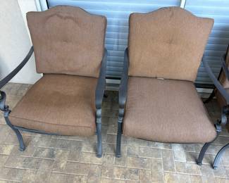 (2) Cast Aluminum chairs w cushions
29”w 28”d 36”t. $ 75.00 each