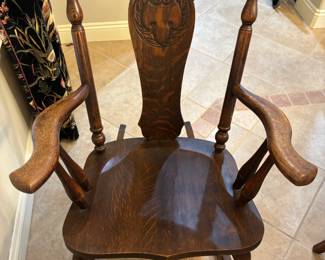 Antique Oak Rocking Chair. 26”w 19” d 33” rails 39” t. $ 175.00