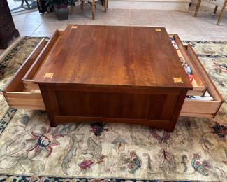 Stickley Harvey Ellis Square Storage Cocktail Table 4 drawers
40” x 40” x 18.25” t. $ 750.00