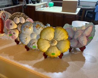 Lobster and oyster porcelain plates