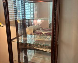 2) matching Pulaski 2-way sliding door, lighted, Curio Cabinets. 42.75”w 16.25”d 79.5”t. $600.00 each