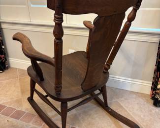 Antique Oak Rocking Chair. 26”w 19” d 33” rails 39” t. $ 175.00