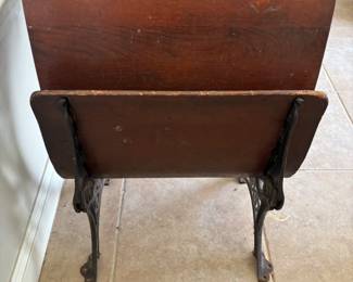 Old school desk 28”w 21”d 26.5”t wood and cast iron. $150.00