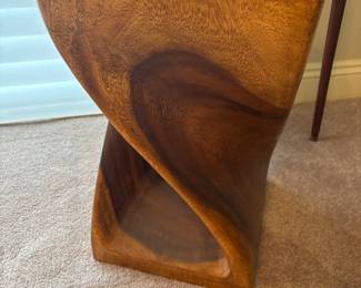 Haussman Twist wood carved end table 12”x 12”x 20”t. $125.00