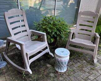 Heavy Duty Plastic Rocking Chairs 30”w 36”d 41”t. $ 60.00 each