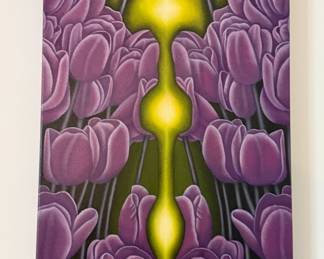 Original tulip painting on canvas signed by C. Wheeler