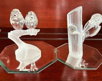 Swarovski Crystal "Love Birds" and "Woodpeckers" figurines