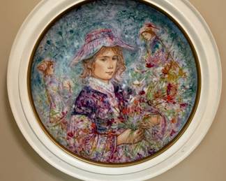 Limited edition porcelain plate "Flower Girl of Provence" by Edith Hibel (#7585/12750) commemorating the opening of the Hibel Museum of Art in January 1977