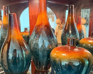 Glazed pottery vases, unmarked