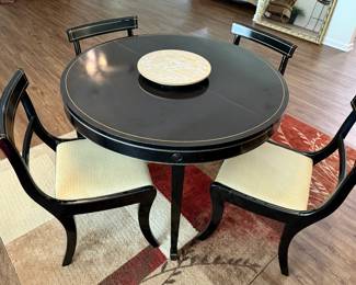 Drexel black and gold table with 4 chairs (2 leafs not shown)