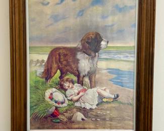Framed lithograph "On Guard"