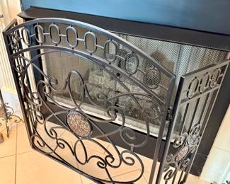 Wrought iron fireplace screen