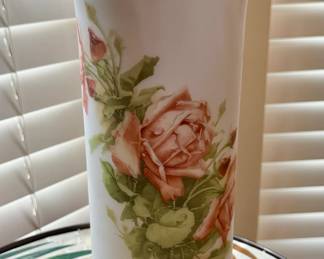 Hand painted frosted glass vase