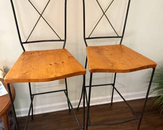 Metal and wood counter top stools