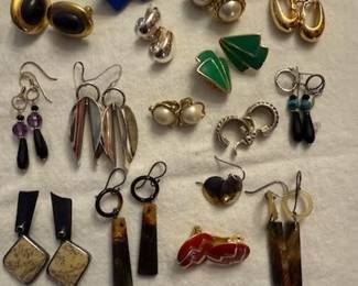Variety of Earrings including Sterling both Pierced and Clip