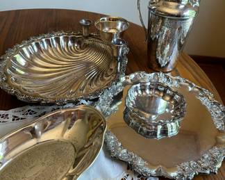 Silver plate serving pieces