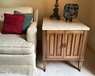 Midcentury fruitwood end table ,sofa