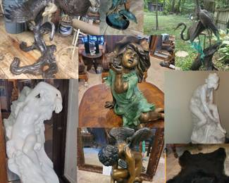 Bronzes and Marbles & Bear Skin Rug in this Collage are available for presale.
