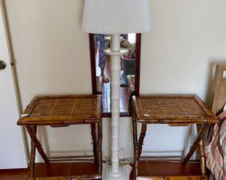 twin bamboo side tables