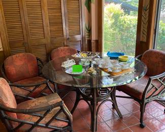 good looking round table with bamboo look style