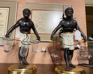 Blackamore Nubian Bronze Birdcage Seller, antique