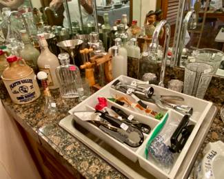 Fully stocked barware and glasses