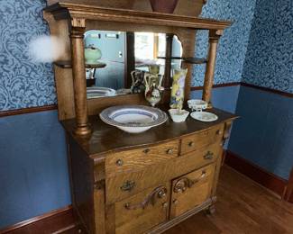 Oak Buffet w/ mirror 