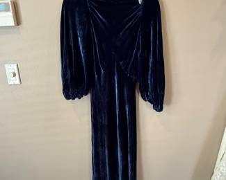 Vintage 1940's Blue Velveteen Dress