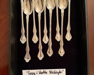 9 iced tea Spoons in George and Martha Washington Sterling Flatware by Westmorland