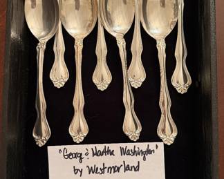 9 Gumbo Spoons in George and Martha Washington Sterling Flatware by Westmorland