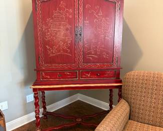 Red Chinoiserie Cabinet