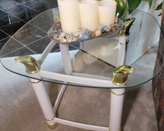 Brass and glass side table.