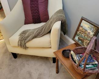 Off white upholstered chair by Carter