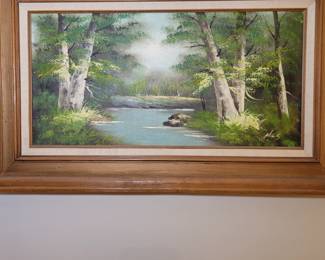 Lake landscape artwork by Hils (?)