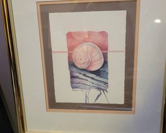 Signed ocean themed artwork.